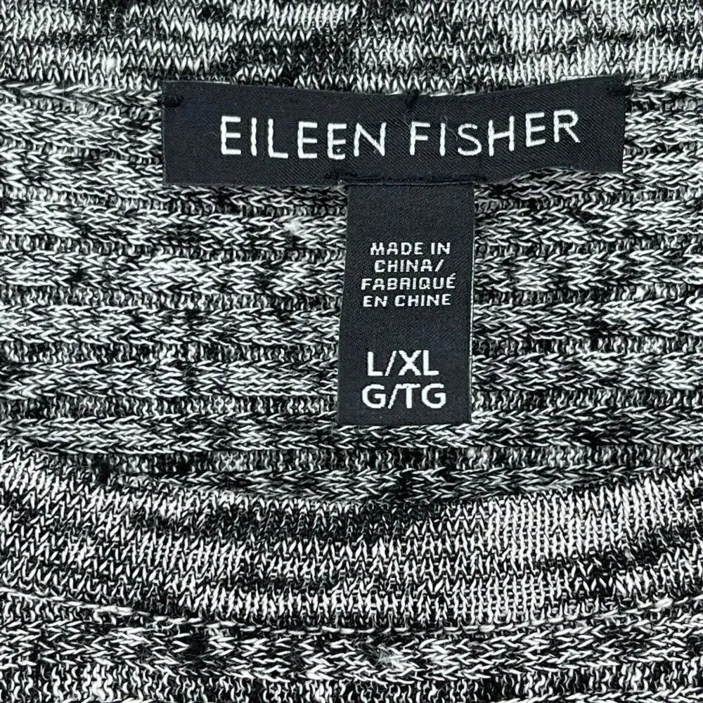 ‎Eileen Fisher Oversized Slub Knit Asymmetrical Black Sweater Tunic L/XL